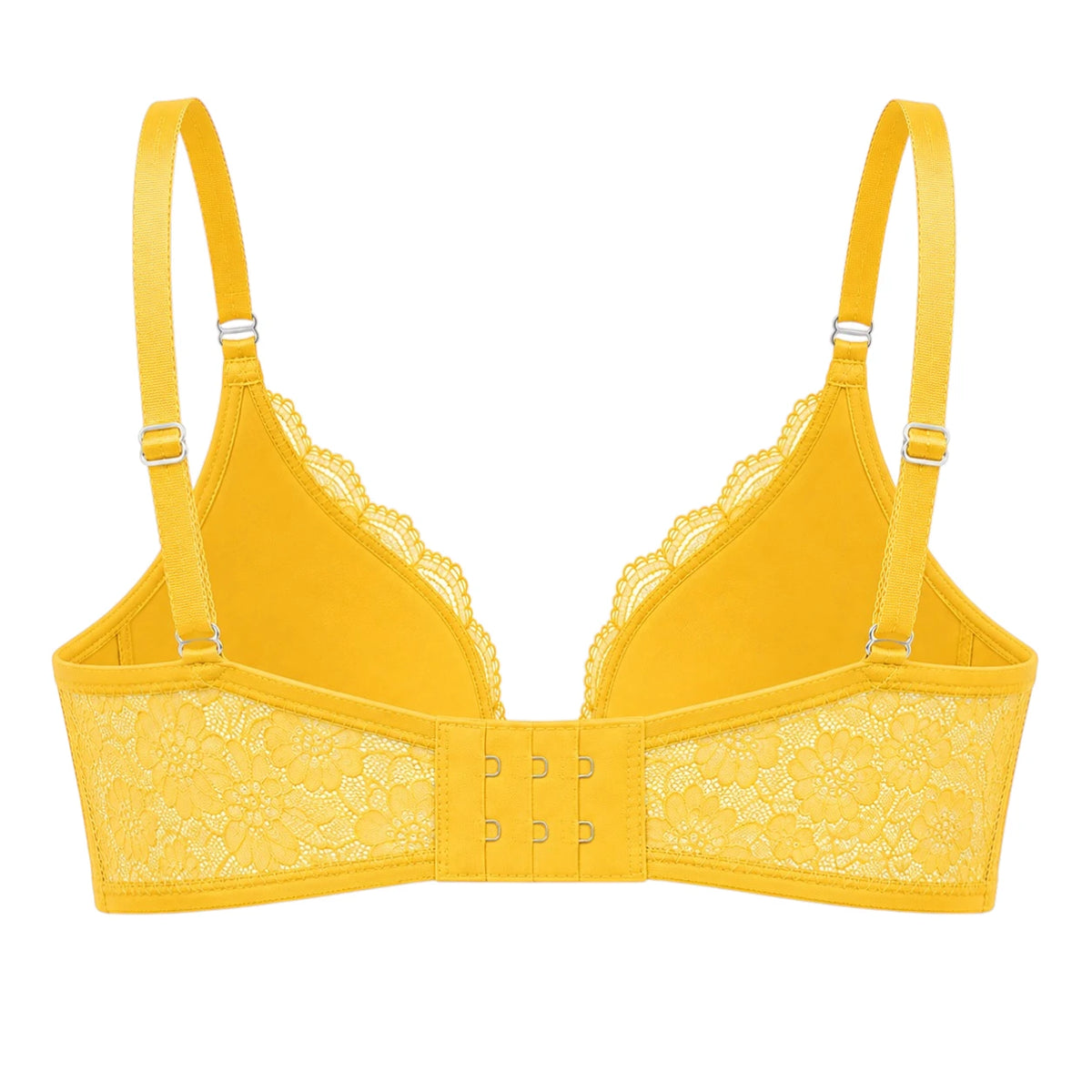 Droi Floral Lace Padded Push-Up Bra – Yellow